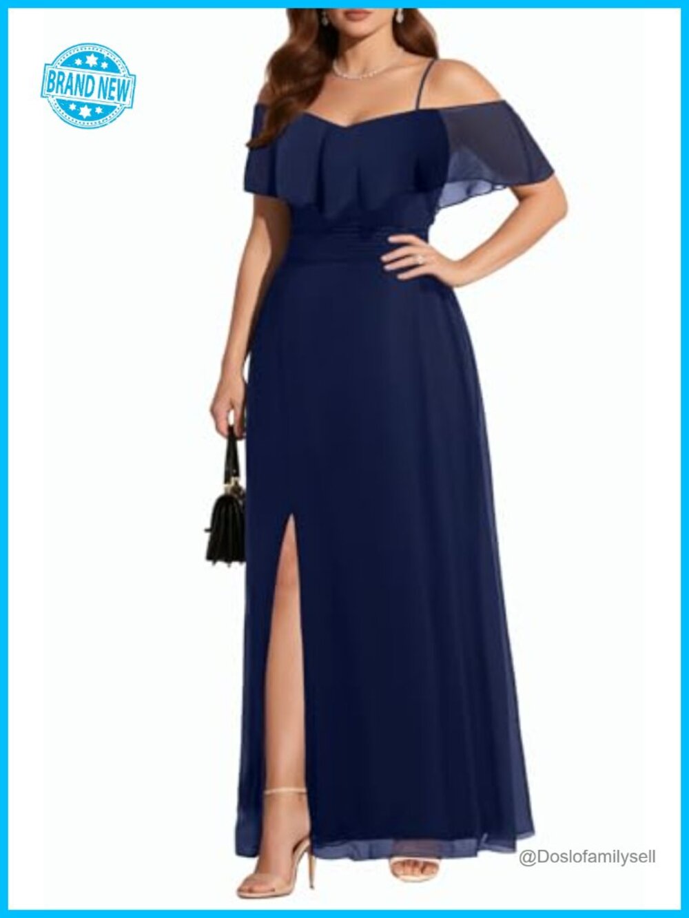 Chiffon Formal Dress Off Shoulder Ruffled Bridesmaid Wedding Guest Plus Size